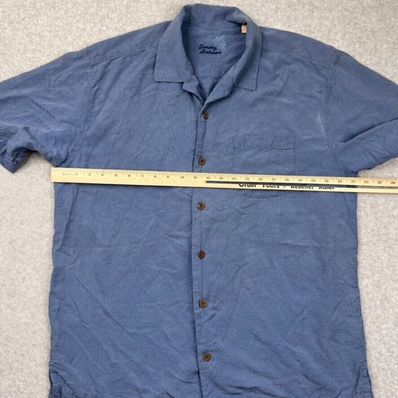 Tommy Bahama Shirt Mens Size Large Silk Blue Original Fit Short Sleeve Button Up - Picture 8 of 8